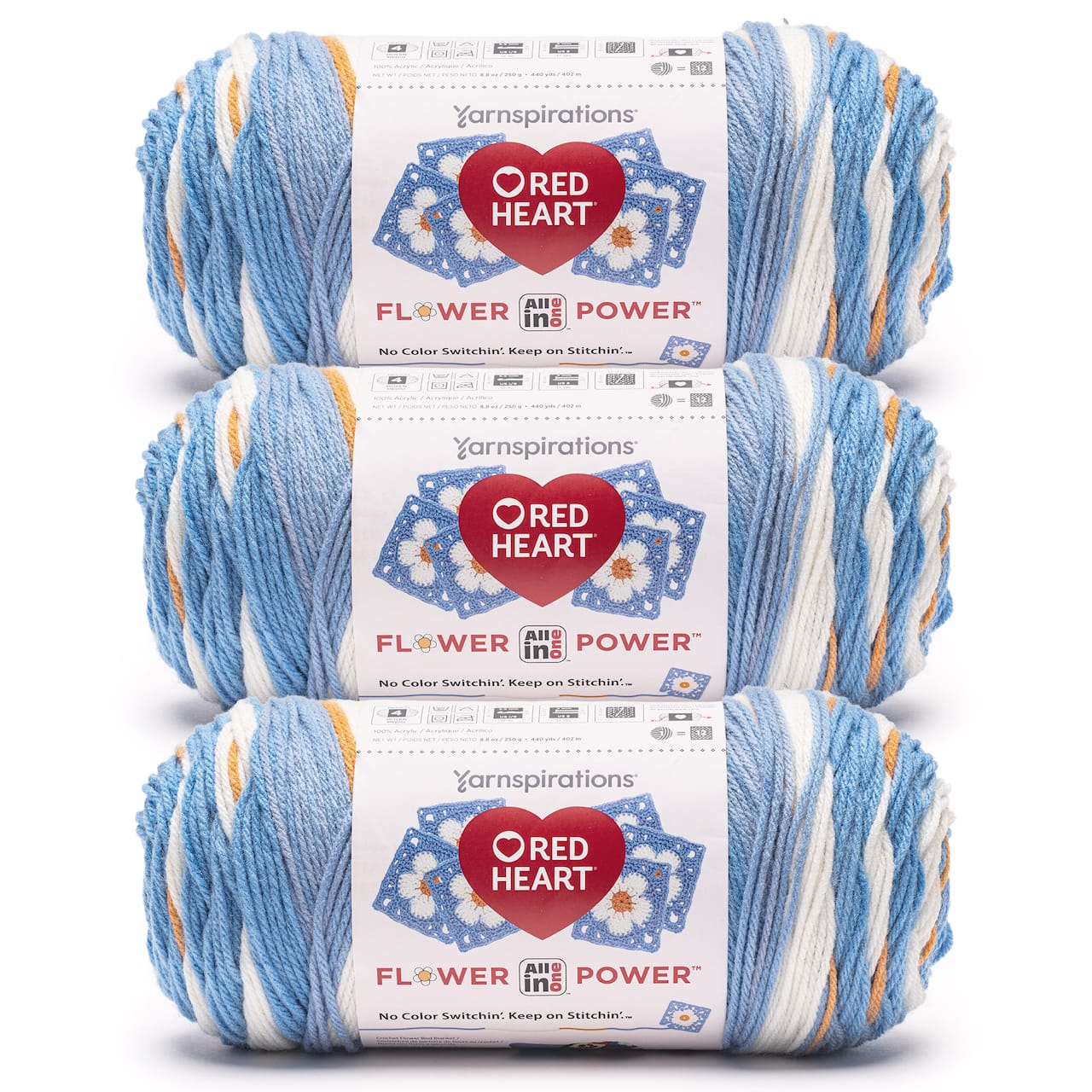 3 Pack Red Heart® All In One Flower Power™ Yarn